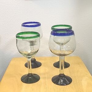 Hand Blown Margarita/Wine goblets Set of 4